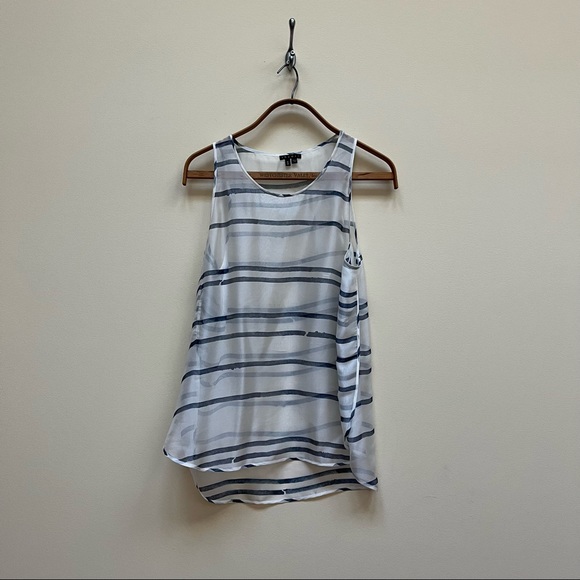 THEORY | sheer striped sleeveless blouse - Picture 1 of 3